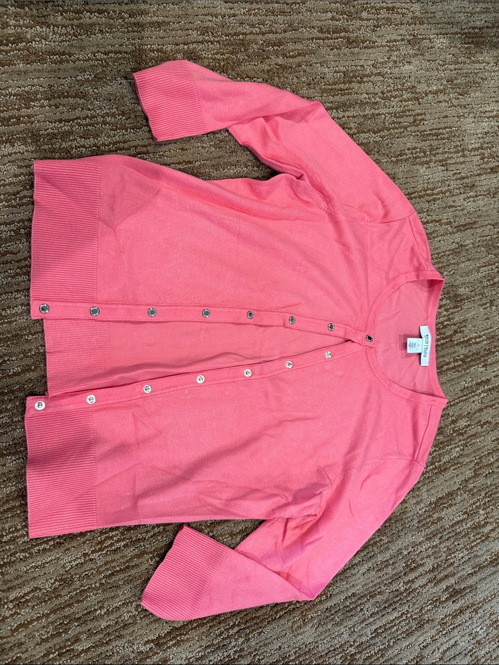Coral Pink Button-Front Cardigan